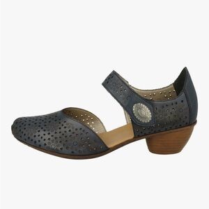 Rieker Mirjam Black Lazer-Cut Mary Jane Heeled Shoes Size 39